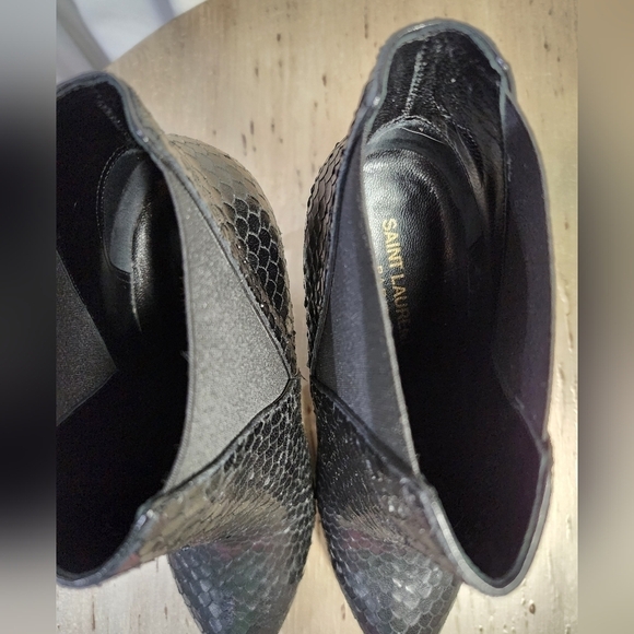 Y2K SAINT Laurent Janis 80 Black Snakeskin Stiletto Ankle Boots 7.5 37 1/2 - Picture 7 of 15